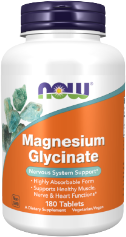 Now Magnesium Glycinate Relaxamento Muscular e Suporte Sistema Nervoso 180caps