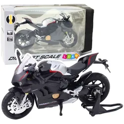 Sport Motorrad Metall Lichter Sounds Silver Elements Black V4 1:12