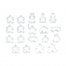 Hans im Glück Carcassonne - Meeple - 19er-Set (komplettes Spielfiguren-Set) - TRANSPARENT Farblos 293409