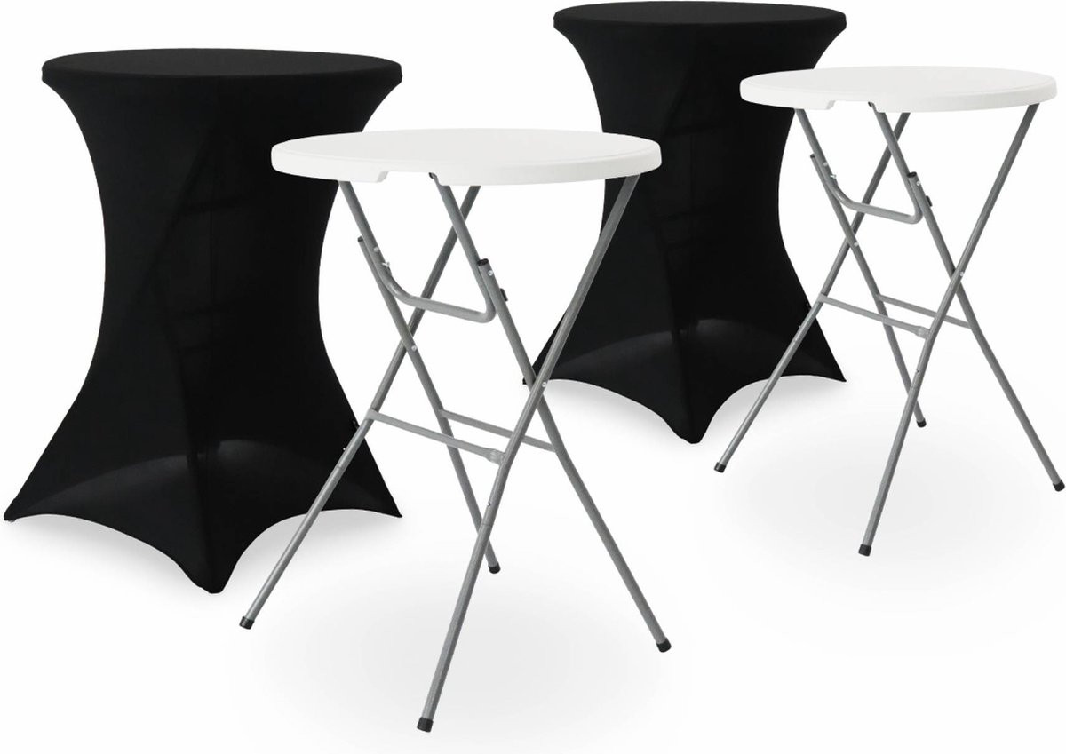 Sweek 2x Gala statafel met hoes, ronde inklapbare statafel, ø80 cm x 110 cm