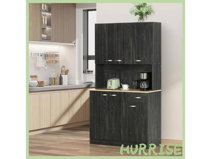 Cocosity Buffet De Cuisine Armoire De Cuisine Contemporaine Multi-Rangements 6 Portes 1 Tiroir Grand Plateau