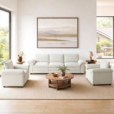 Uixe Modern Corduroy Modular Sectional Sofa With Armchairs