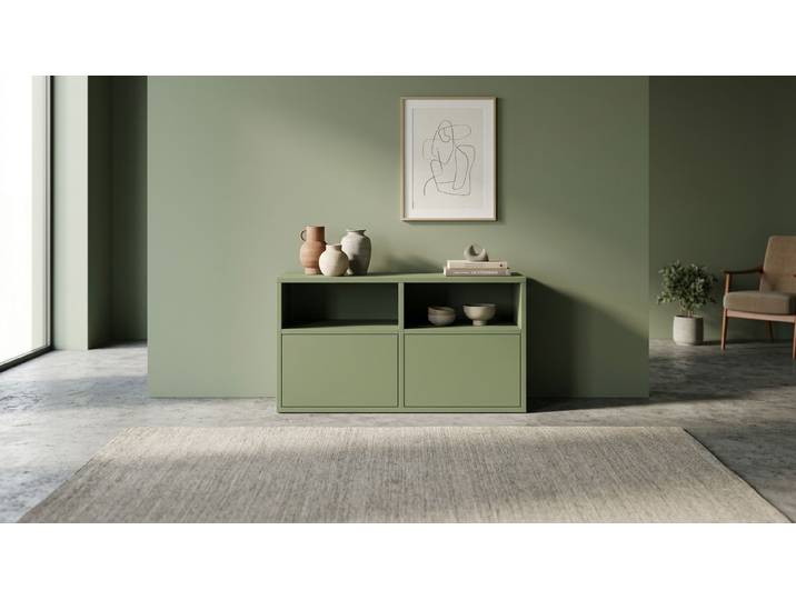 Grünes Sideboard nach Maß - Kommode, Grün, Maßgefertigt MDF Lackiert Reseda­grün