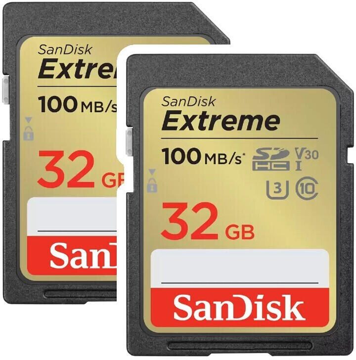 SanDisk Extreme SD UHS-I Speicherkarten 32 GB - 2 Pack SDSDXVT-032G-GNCI2