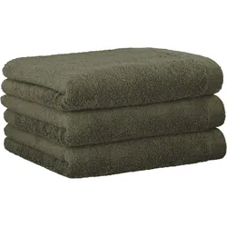 CAWÖ Gästetuch, 3er Pack - Lifestyle, Walkfrottier, Baumwolle, einfarbig Grün / 30x50cm