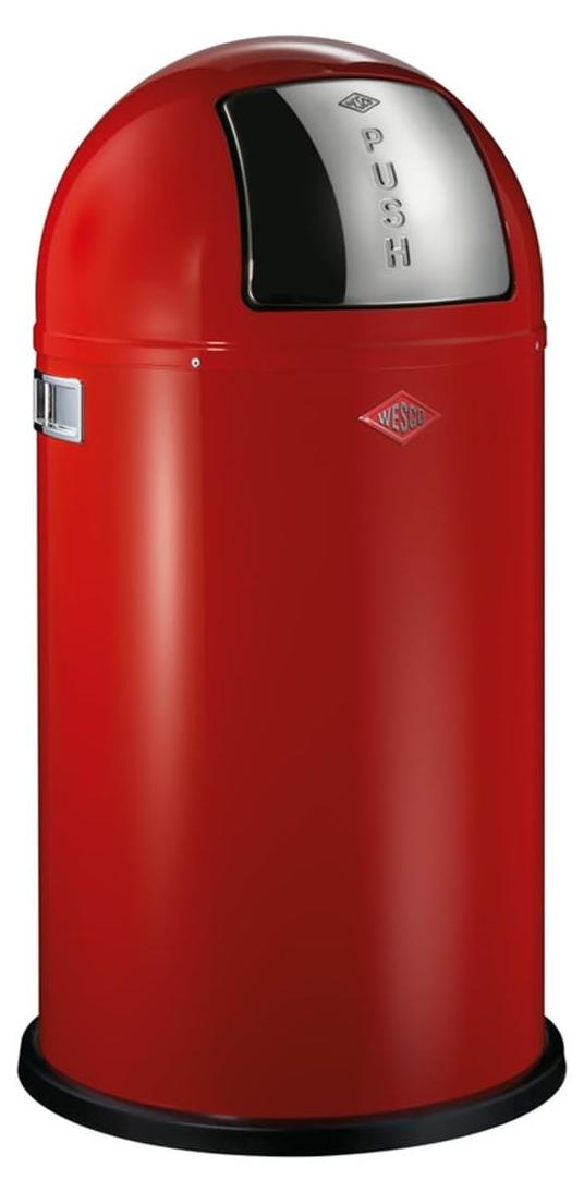 Mülleimer Abfalleimer Abfallbehälter - 50 Liter - Rot - Edelstahlklappe - Für Küche und Büro