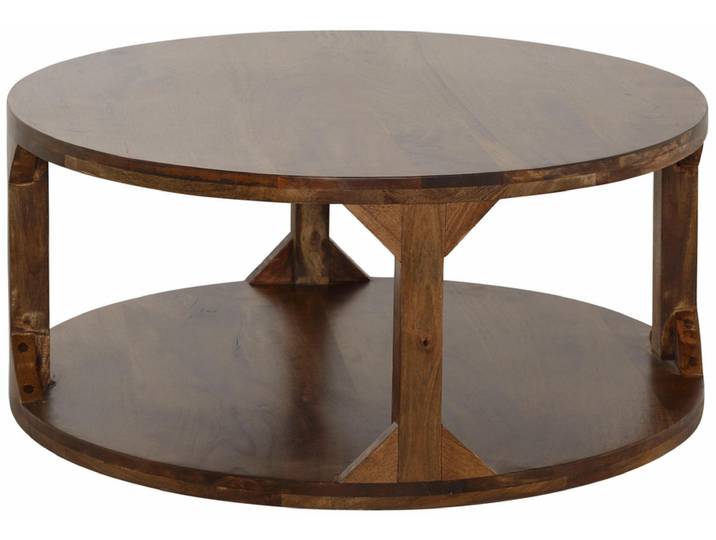 Couchtisch SHARADA Durchmesser 60 cm Höhe 35 cm Mangoholz Braun