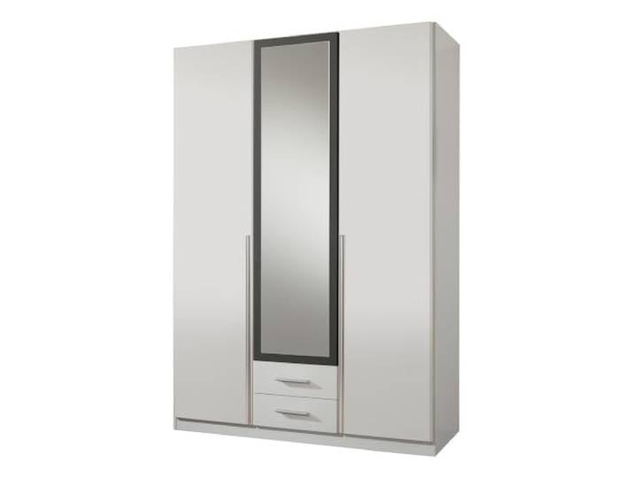 Kleiderschrank Skate Drehtürenschrank, Weiß mit Grafit, 135cm Breite mit Spiegel