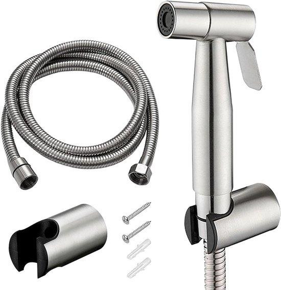 ANBOO Bidet Handdouche Set - Toilet Sprayer - Roestvrij Staal - 150cm Slang - Zilver