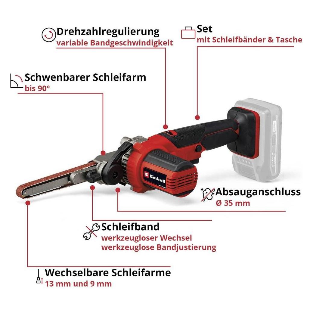 Einhell Set bestehend aus Akku-Bandfeile TE-BF 18 Li-Solo und (4461000+4512042)