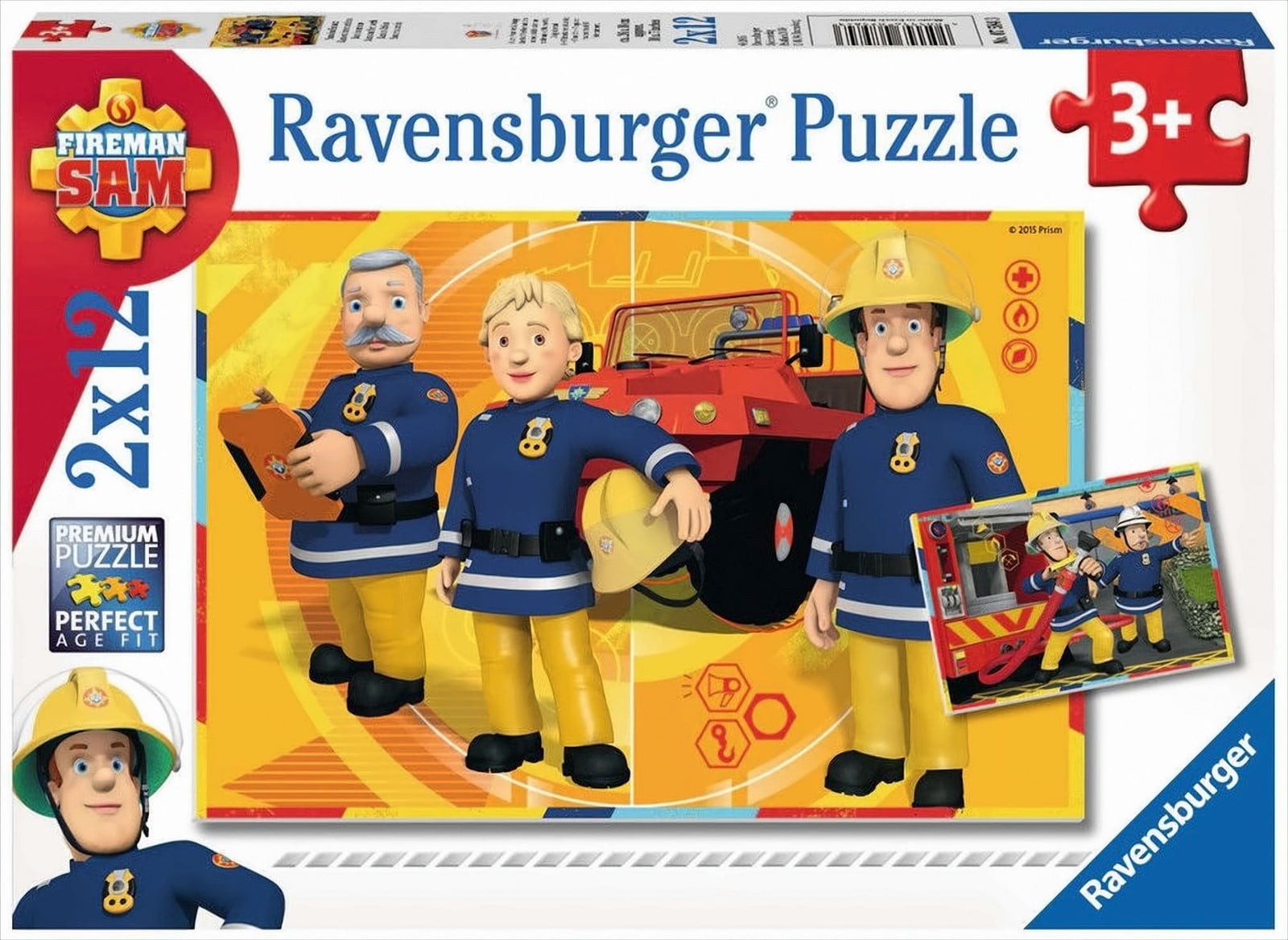 2 x 12-delige Ravensburger kinderpuzzel Brandweerman Sam en Sam in actie