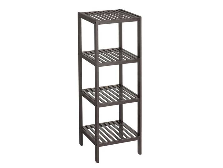 KOIOPLIE Étagère bambou 4 niveaux 33x33x98 cm meuble rangement carré avec étagères ouvertes salle de bain cuisine salon Walnut