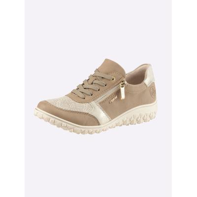 Schnürschuh RIEKER, Damen, Gr. 37, Textil, beige, Lederimitat, Textil, Schuhe Schnürschuh
