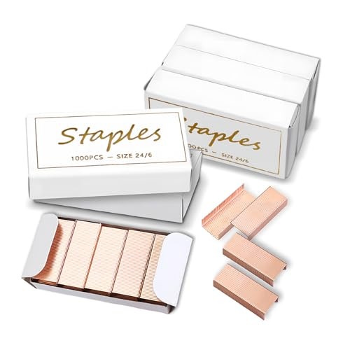 Desuibao 6000 stuks 24/6 nietjes, Roségoud, 6 dozen van 50 stuks per strip