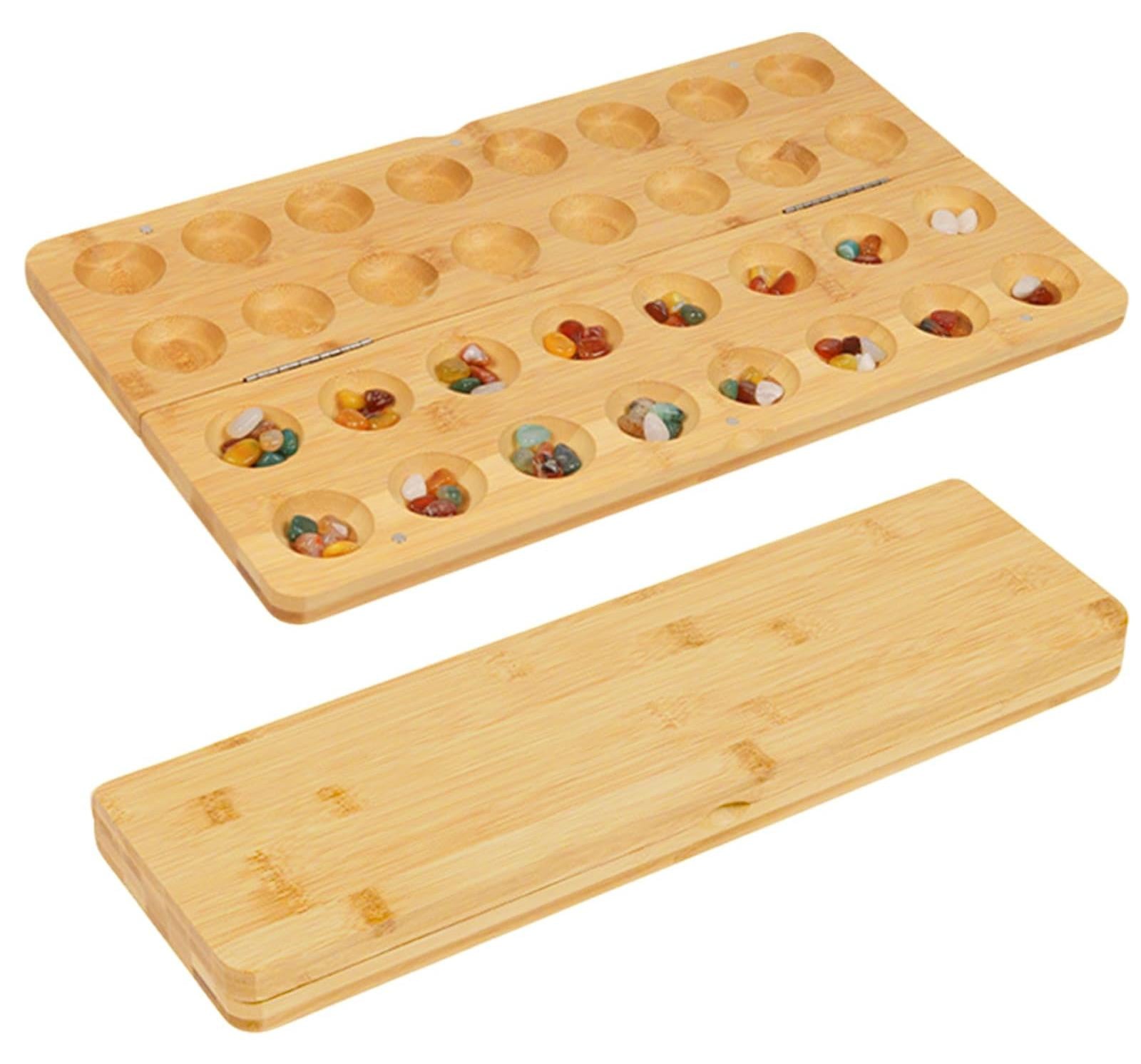 Omgoods Kalaha houten spel met edelstenen voor 2 personen