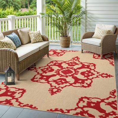 Style Haven Cara Mixed Pile Intricate Medallion Indoor/ Outdoor Area Rug