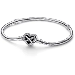 Pandora 592645C01 Damenarmband Silber Funkelndes Unendlichkeits-Herz, 21 cm
