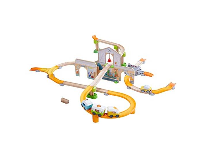 HABA 306745 - Kullerbü – Spielbahn Bahnhof, Erste Kugelbahn Grundpackungen ab 2 Jahren, Bunt