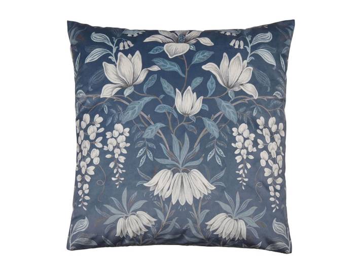 Laura Ashley Zierkissen Parterre Blumen 50x50cm, Blau, Kunststoff, Baum/Pflanze/Natur, Füllung: Polyester, Quadratisch, 50x50 cm, Heimtextilien, Wohntextilien, Kissen, Zierkissen