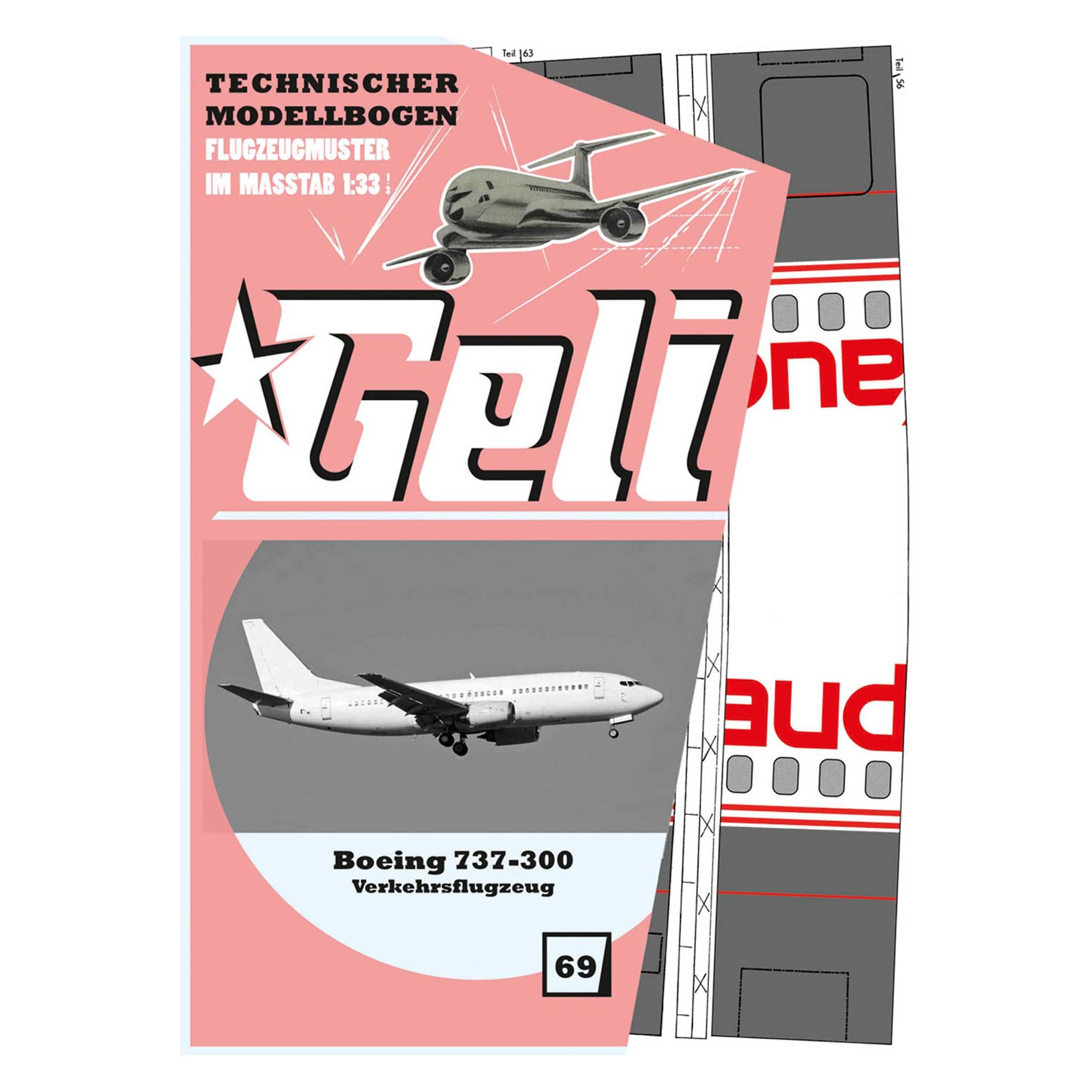 Geli boeing 737 # 69 kartonmodell (Motorflugzeug) (34069)