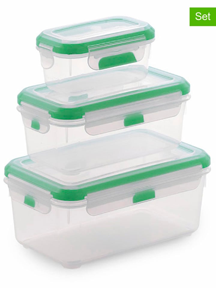 Joybos 3er-Set: Frischhaltendosen in Transparent/ Grün - onesize