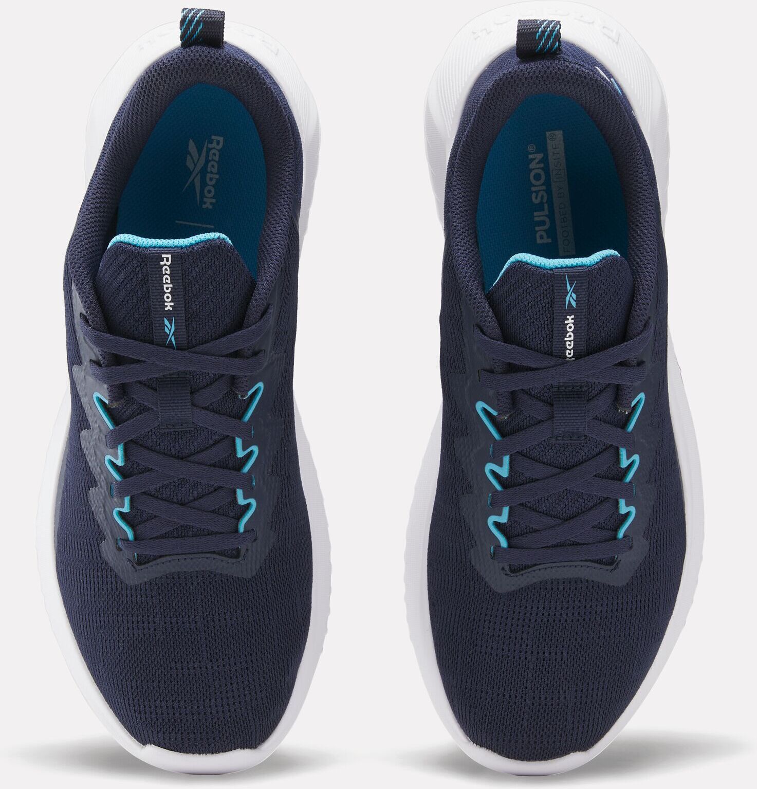 Trainingsschuh REEBOK "FLUXLITE II", Herren, Gr. 42,5, vector navy, ftwr weiß, future cyan, Synthetik, Textil, Schuhe Trainingsschuh, ideal für Gym und Fitnessstudio vector navy, ftwr weiß, future cyan 42,5