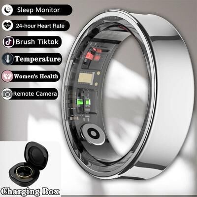 Uplift Treasures R09 Smart Health Fitness Ring Heart Rate SpO2 Sleep Tracker silver 12