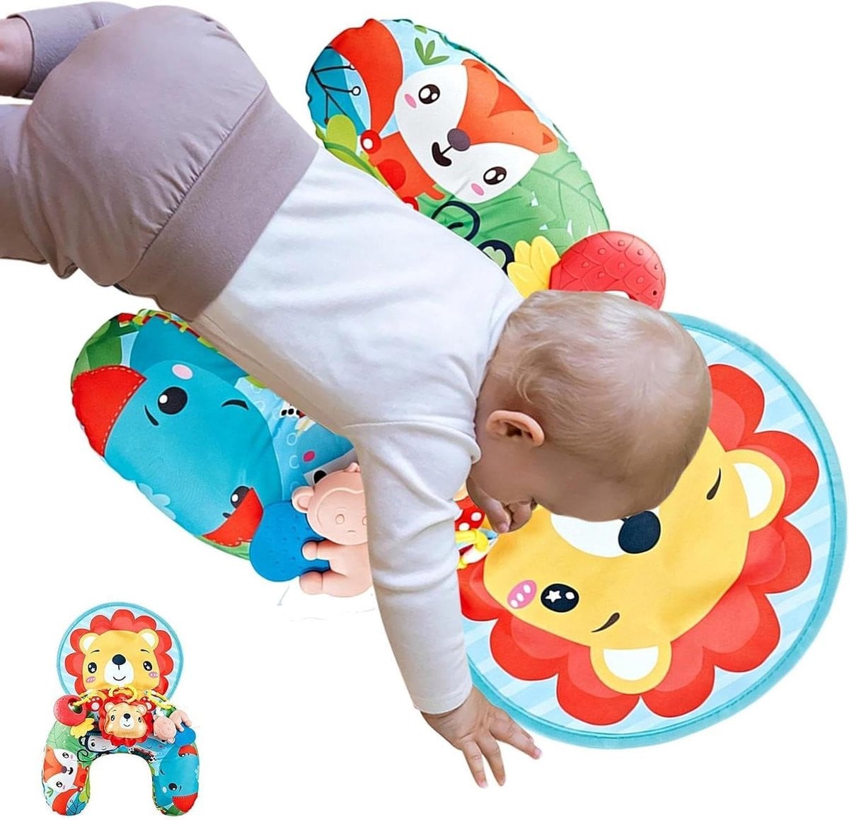 Kinder Zitkussen Loungemat Baby met Leeuw - Huidvriendelijk Katoen - 45 cm