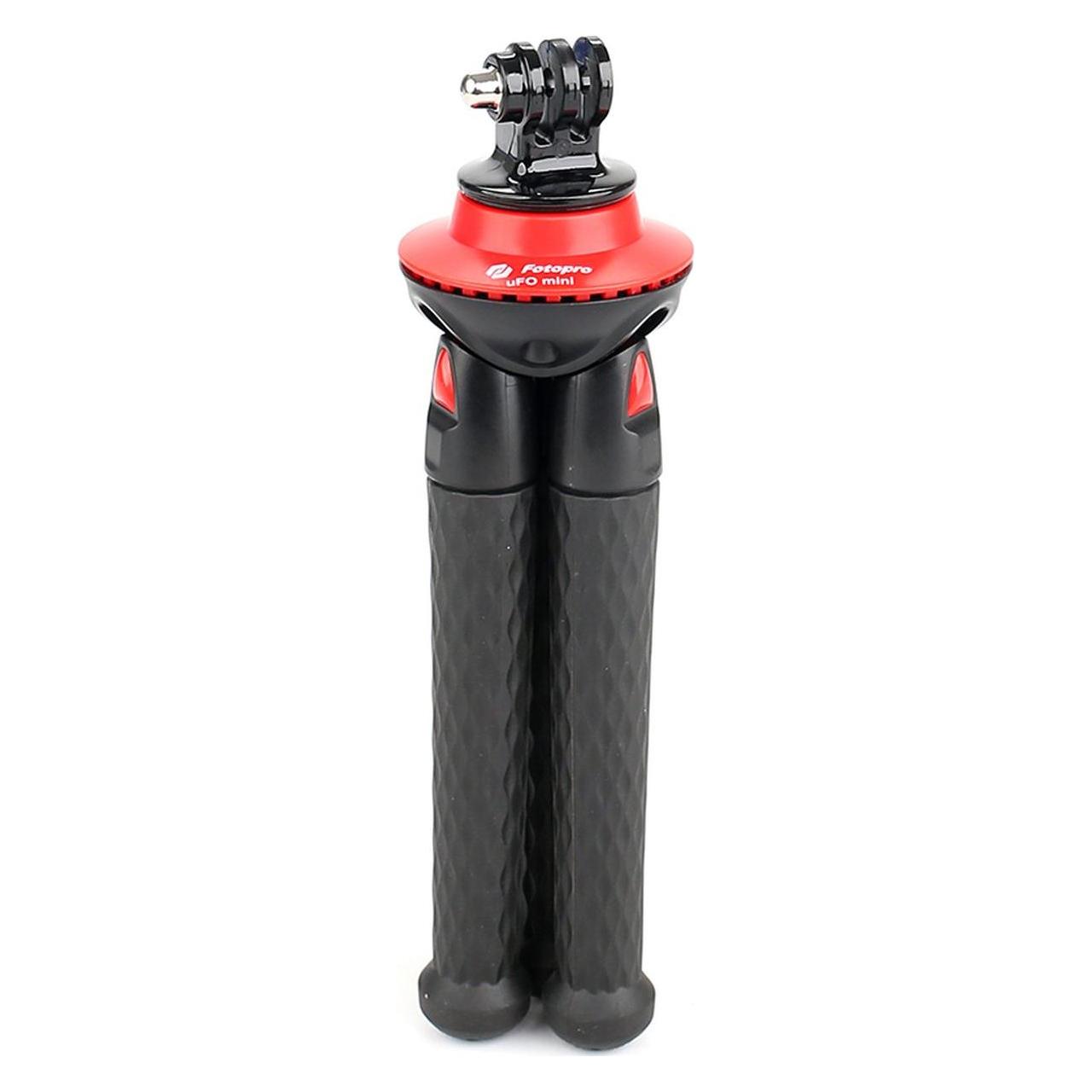 Fotopro UFO Mini schwarz/rot Stativ mit Telefon & GoPro Halterung (Metall) (UFO mini+SJ-15+GA-1 Black+Red)
