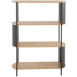 REGAL mit 4 Ebenen in Holzoptik und schwarzen Metallseiten