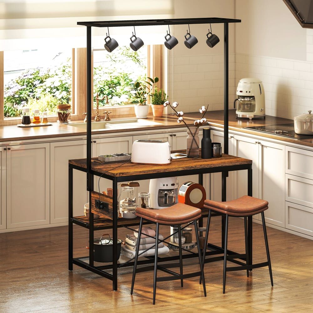 Homcom Estantería de cocina 116x70x182 cm marrón rústico