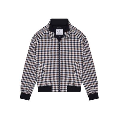 Wolljacke AQUASCUTUM ACTIVE "STRETCH HARRINGTON Herren", Herren, Gr. L, braun (club check), Softshell, 84% Nylon, 16% Elasthan, normal normal, Jacken, Blousonjacke Herren, leichte Jacke, Sportjacke, Wetterjacke, Sale