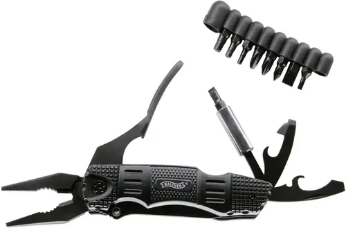 Walther MultiTacKnife MTK Multitool 5.0718 mit Holster, mit Bit-Set, mit Clip Anzahl Funktionen 18 Schwarz
