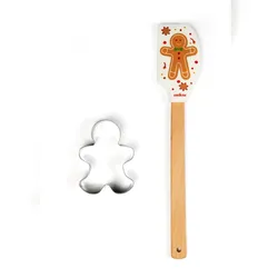 Excelsa Set Spatel mit Ausstechform Wonderful Ginger Lebkuchenmann Silikon mehrfarbig