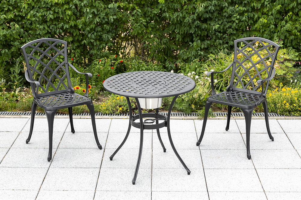 MERXXHANDELS Rhodos Set 5tlg 2 Sessel Kissen Tisch Ø 70cm Kühler 16909254