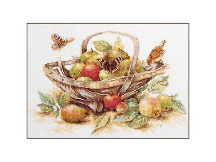 LANARTE Borduurpakket Kruissteek Schilderij ZOMERFRUIT Handwerkpakket voor Wanddecoratie 39 x 29 cm Borduurwerk met Telpatroon DIY Kit Moderne Kruissteek Cadeau Knutselen Voor Volwassenen