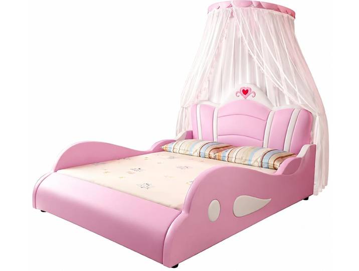 JVmoebel Kinderbett Rosa Bett mit Seitengittern Bett für Mädchen Prinzessin luxuriös, Made in Europa
