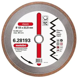 Metabo Diamant-Trennscheibe classic TC Fliese - 628193000