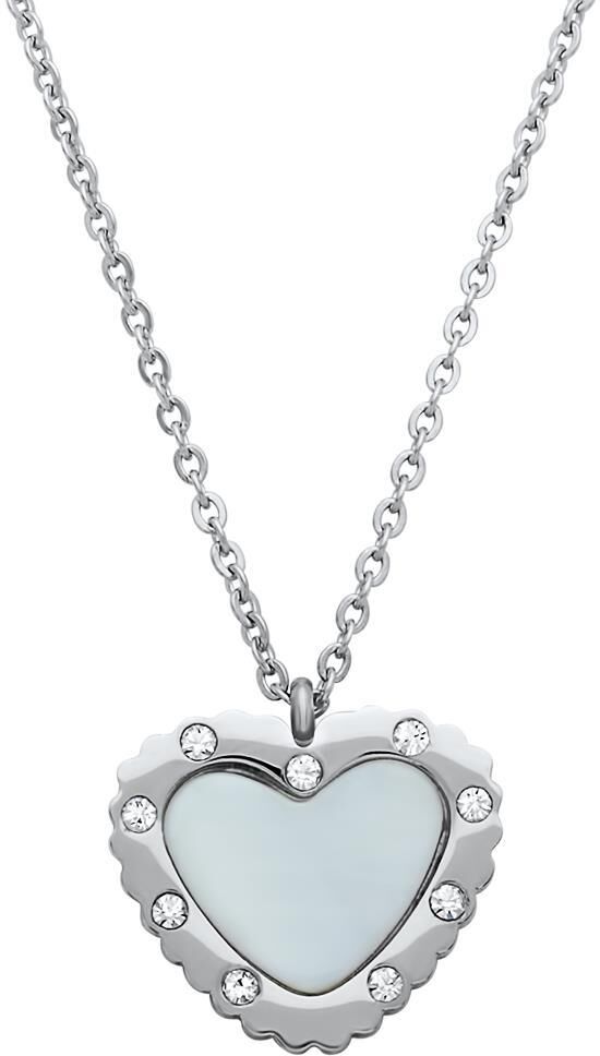 Unique Moderne Stahlkette Herzanhänger Zirkonia silber