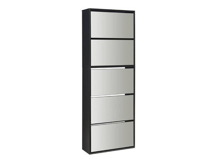 Meuble à chaussures Lund à 5 abattants avec miroir noir