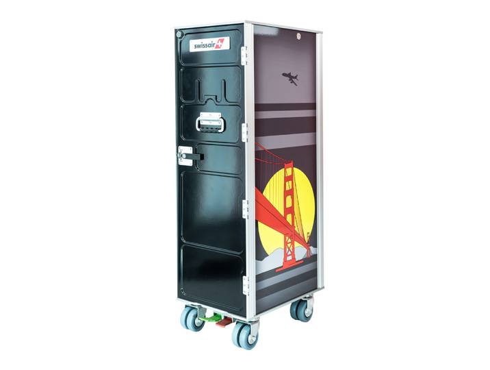 Airline Trolley Swissair, Aviatik-shop, silber/schwarz, Aluminium