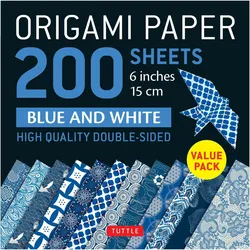 Tuttle Publishing, Bastelpapier, Origami Paper 200 Sheets Blue and White: 6 inches 15 Cm