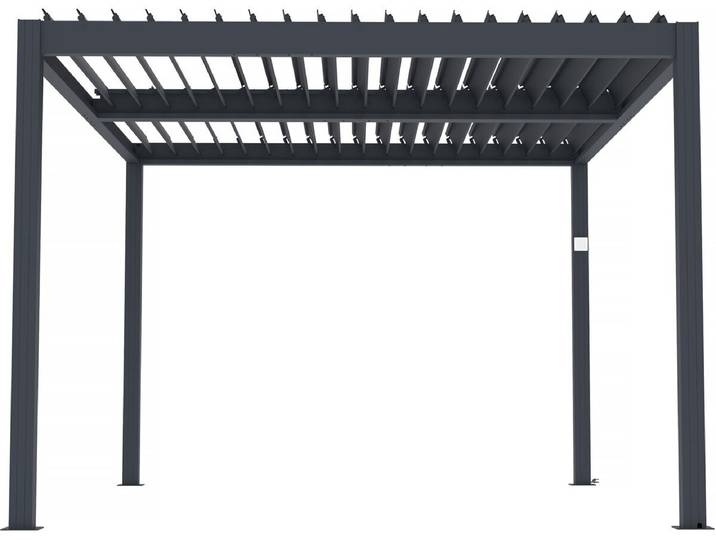 Pergola bioclimatique motorisé avec led Windsor en aluminium 3 x 4 - Gris