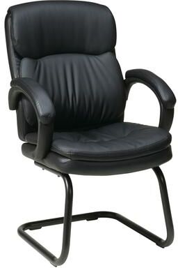 Office Star Products OSP Bonded Leather Visitors Chair with Padded Arms and Sled Base and Lumbar Support