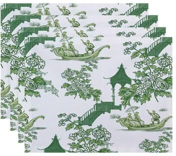E by Design 18 x 14 Inch China Old Floral Print Placemat (set of 4)
