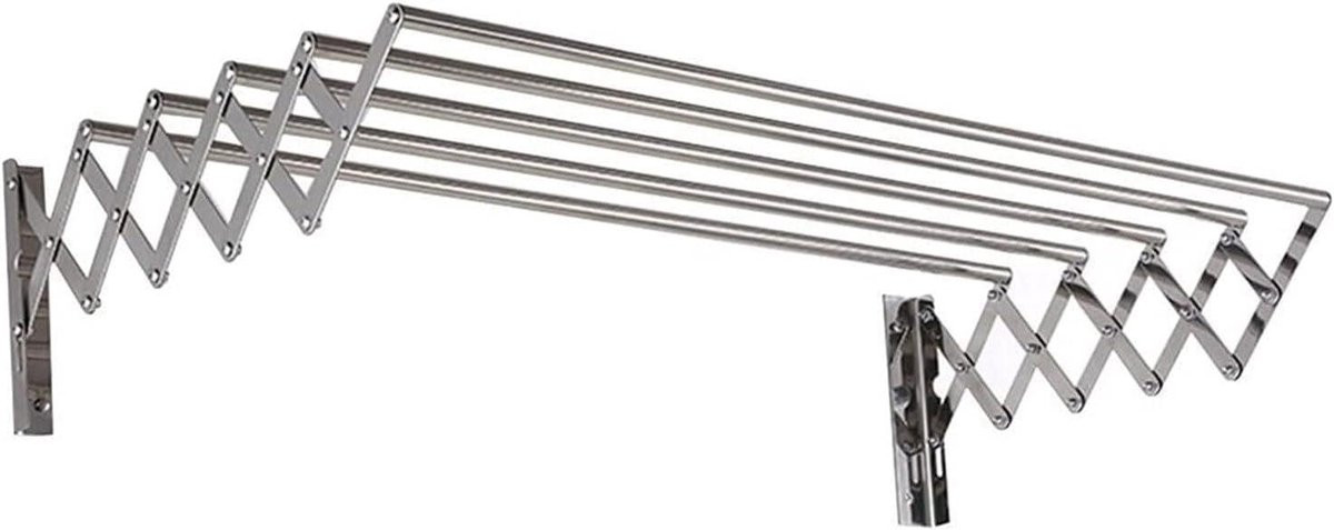 Uitschuibaar Wandrek voor Kleding en Wasdroger - Zilver - 80 cm