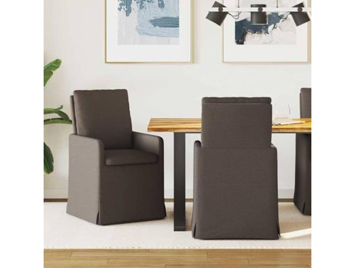 KGHFDVB Esszimmerstühle 2er Set, Leinen Dunkelgrau, 57x67x98 cm Modernes Design, Sperrholz-Metallrahmen, Schaumstoffpolsterung, Rollen, flache Armlehnen, pflegeleichtes Leinen