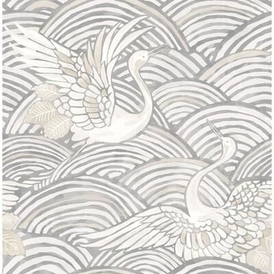 A-Street Prints Egret Slate Tidal Dance Wallpaper
