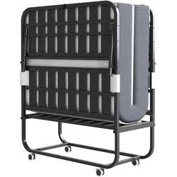 MODFU Klapp-Twin-Bett 90x190 cm mit 9,5 cm Memory-Foam-Matratze in Schwarz – tragbares Gästebett für jeden Raum
