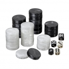 Philos Spielsteine - Backgammon - groß - 34 x 10 mm - Kunststoff - schwarz weiß - inkl. Würfel 290868